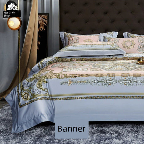 Classy Palace Style Luxury 100 Long-Staple Cotton Four-Piece Cotton Satin High-Density Quilt Cover 1.8 Bedding - Julia M LifeStyles
