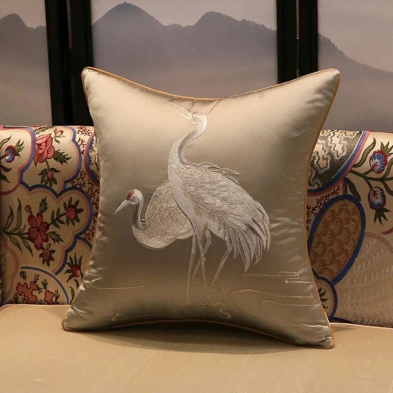 Crane Print Cushion Cover - Julia M LifeStyles