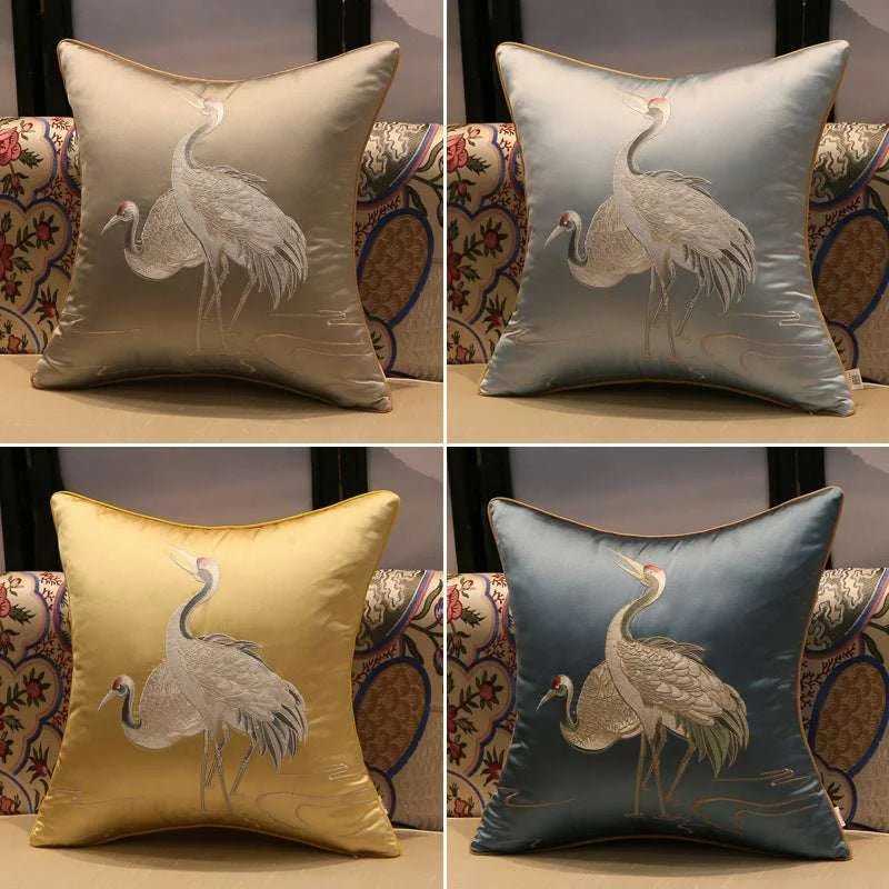 Crane Print Cushion Cover - Julia M LifeStyles