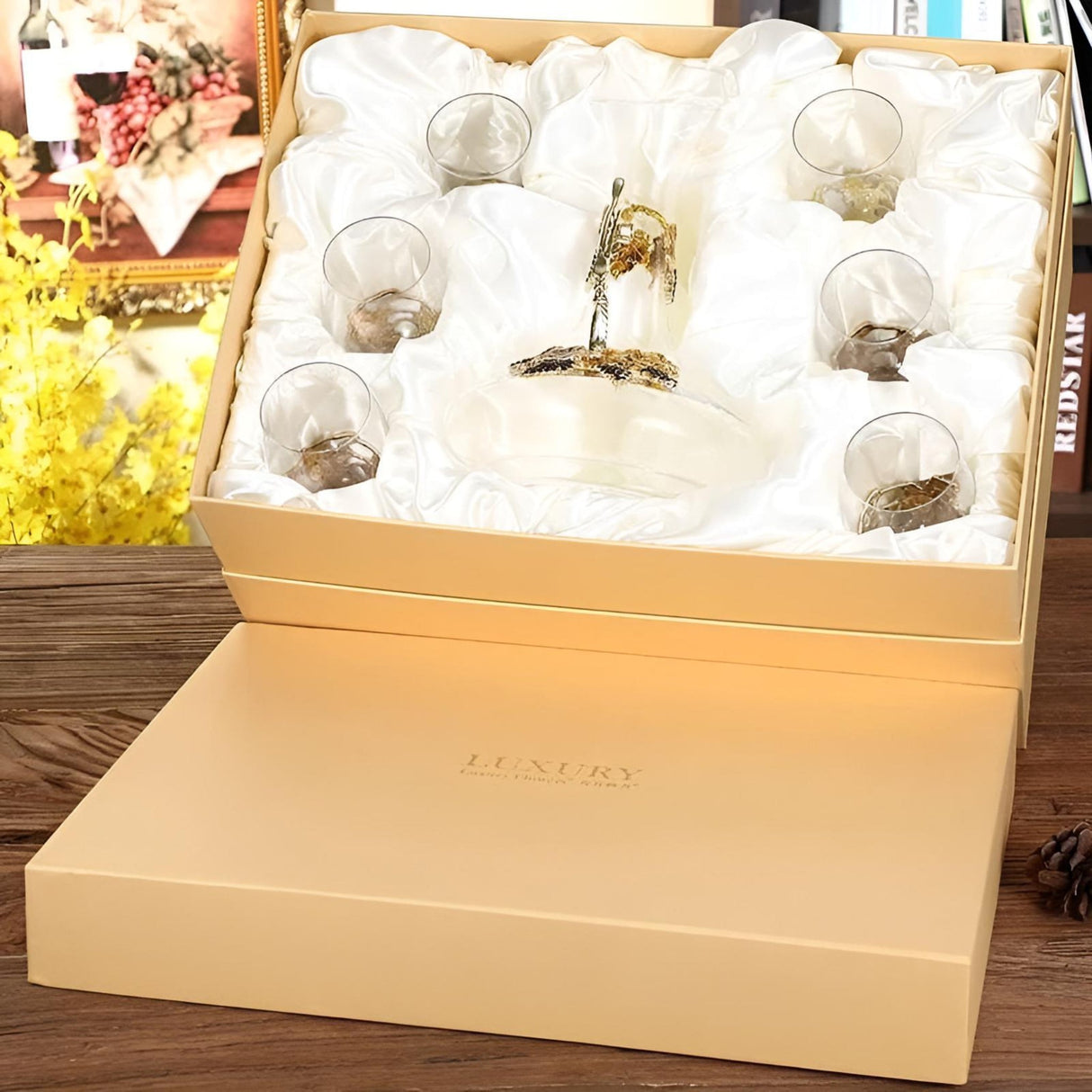 Elegant Crystal Red Wine Decanter Set with Cups - Julia M LifeStyles