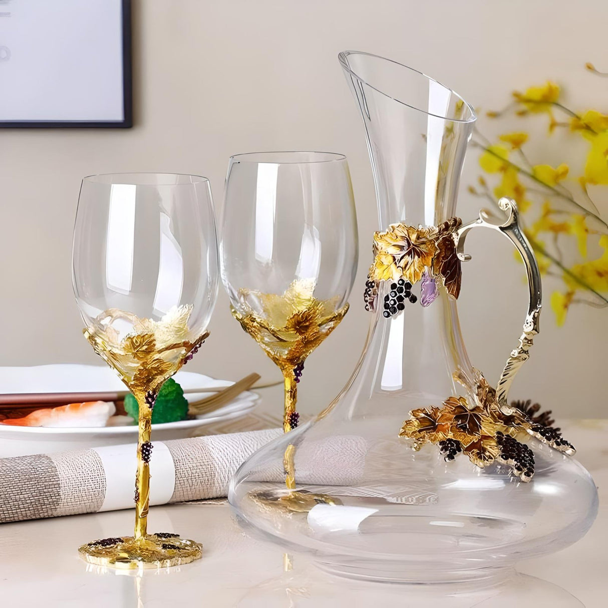 Elegant Crystal Red Wine Decanter Set with Cups - Julia M LifeStyles