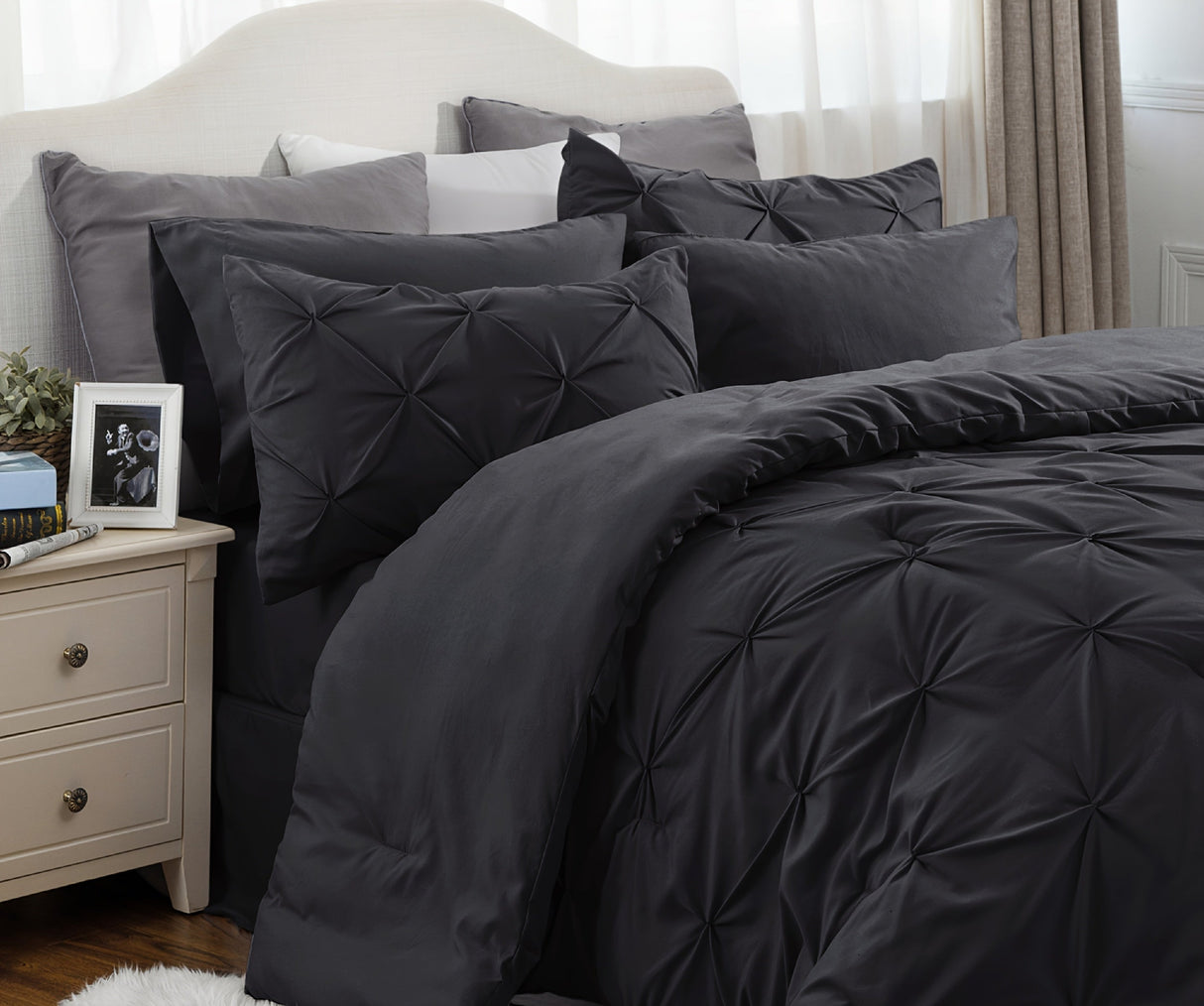 Cozy Pinch Pleat 5/7pcs Comforter Set by Bedsure Julia M LifeStyles