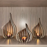 Elegant Lotus-Shaped Wooden Candle Holder Display Shelf
