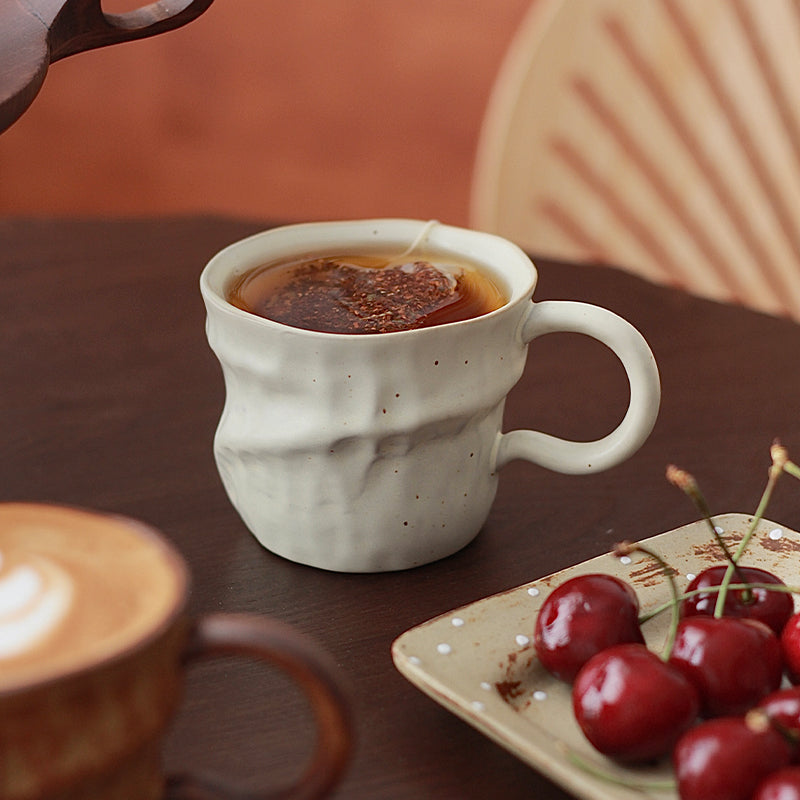 Japanese Retro Wabi Sabi Style Coffee Cup - Irregular Handmade Coarse Pottery