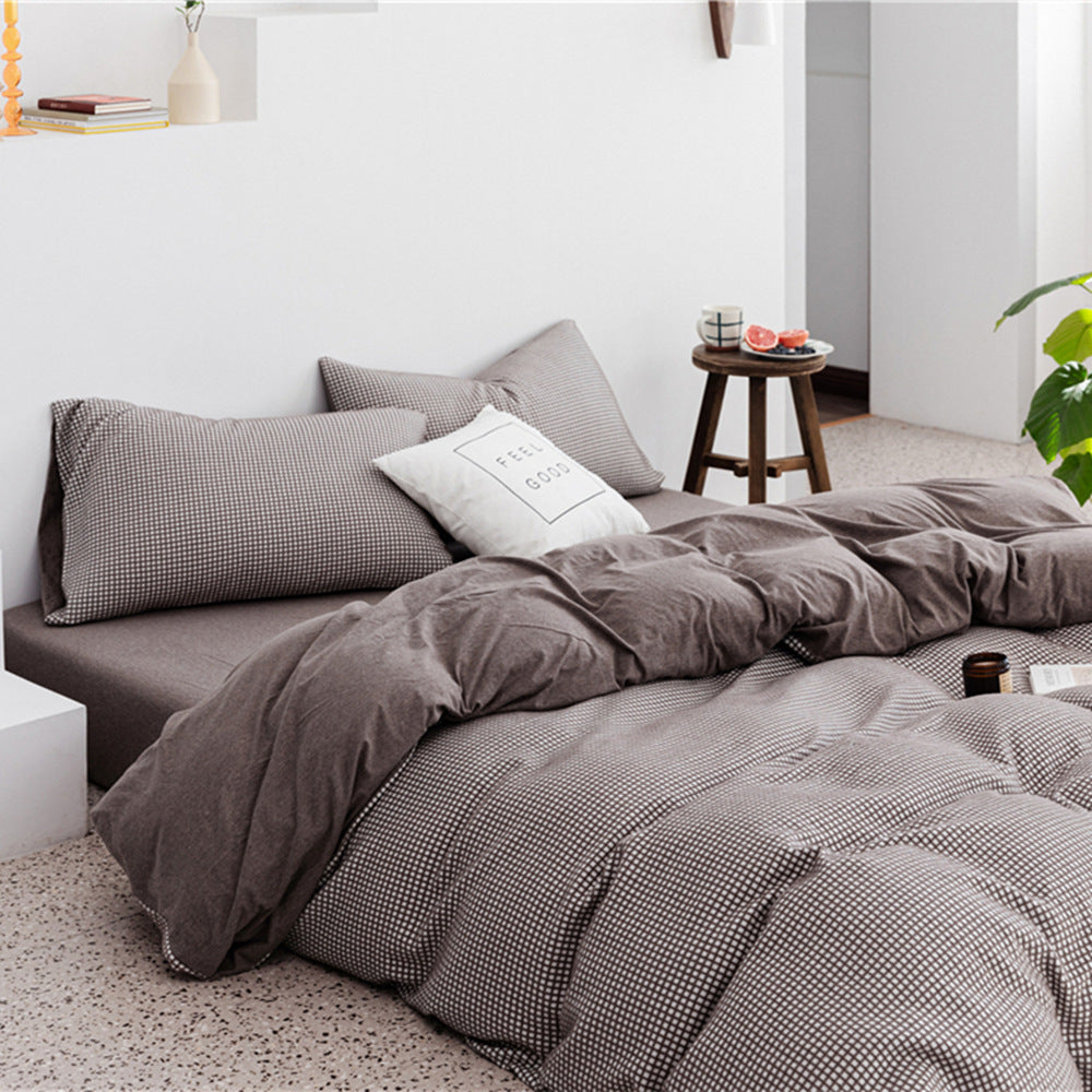 Cotton Simple Knitted Jacquard Quilt Cover Bedding Set