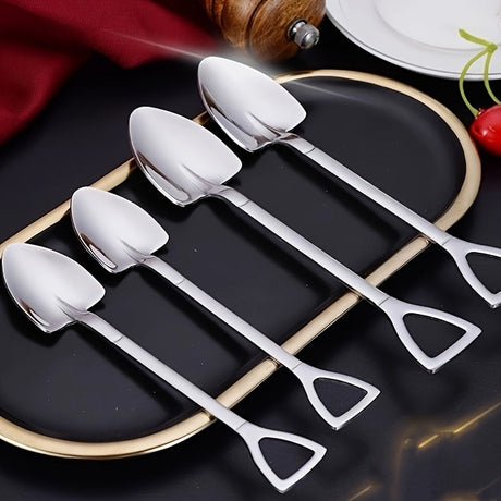 A set of 5 stainless steel ice cream spoons, creative shovel design, suitable for dessert, tea, coffee, family, kitchen, restaurant Julia M LifeStyles