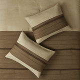 Luxurious 7 PC Pieced Faux Suede Comforter Set in Natural for Queen Size Beds