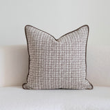 Light-luxury Brown-toned Piping Cushion Patchwork Lumbar Pillowcase