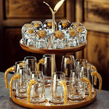 Luxury Crystal Whiskey Glass Set with Golden Foil - 6 Glasses & Decanter