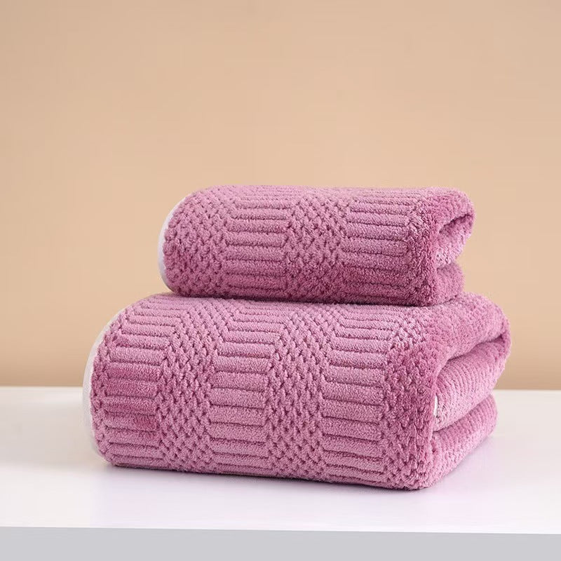 Wide Stripe Dark Stripe Coral Velvet Printing Towels Suit