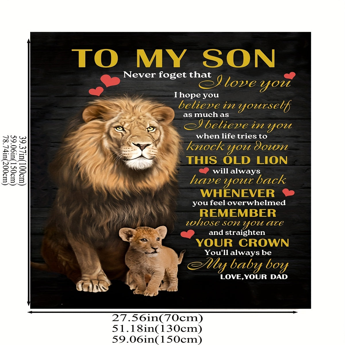 1pc Cozy Lion Printed Flannel Blanket - Soft, Warm, and Envelope-Style Throw Blanket for All Seasons, Perfect for Couch, Bed, Sofa, Office, Camping, Travel, and Home Decor, Ideal Holiday Gift for Son from Dad