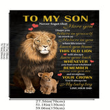 1pc Cozy Lion Printed Flannel Blanket - Soft, Warm, and Envelope-Style Throw Blanket for All Seasons, Perfect for Couch, Bed, Sofa, Office, Camping, Travel, and Home Decor, Ideal Holiday Gift for Son from Dad