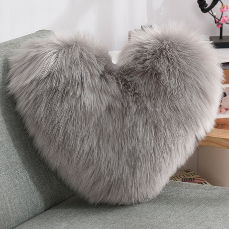 Heart-Shaped Long Plush Fluffy Cushion Cover - Julia M LifeStyles