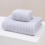 Wide Stripe Dark Stripe Coral Velvet Printing Towels Suit