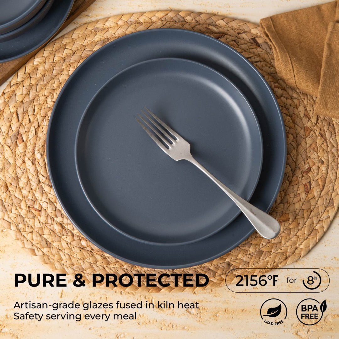 Elegant 12-Piece Stoneware Dinner Plates and Bowls Set for Exquisite Dining Experiences