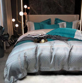 Luxury Retro Style Black Gold Jacquard Cotton Bed Set