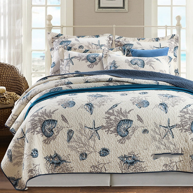 Pure Cotton Summer Cooling Duvet Airable Cover Bed Three-piece Set
