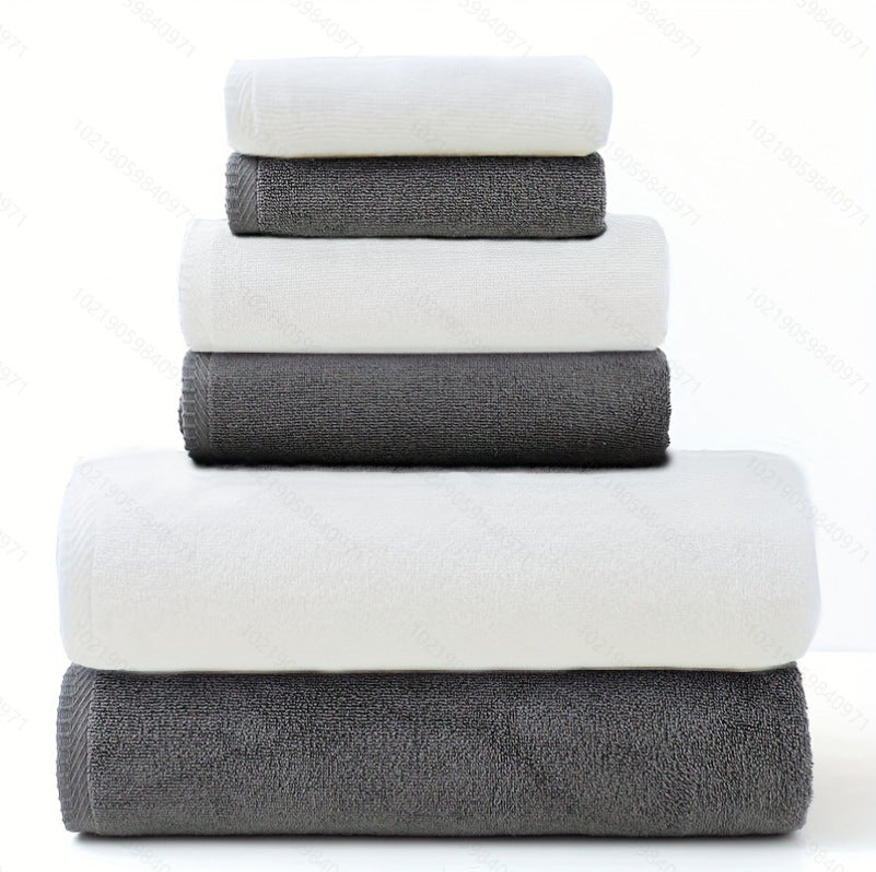 Solid Color Simple Towels 6-piece Cotton Suit