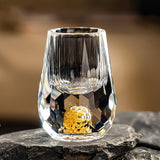 Luxury Crystal Whiskey Glass Set with Golden Foil - 6 Glasses & Decanter