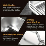 [Heavy Duty Baking Pans] 1/2/3pcs Extra Large Heavy Duty Stainless Steel Baking Pans with Lids | Non-Stick, Thick Rectangular Oven Trays for Desserts, Bread, Seafood, BBQs, Buffet Serving - Spacious Design, Nonstick Surface Julia M LifeStyles