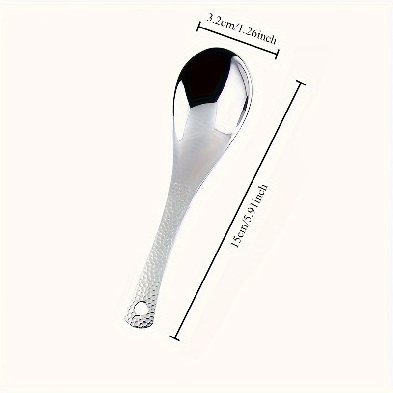 Retro Hammer Point Spoon Stainless Steel Hammer Pattern Spoon Commercial Thickened Spoon Creative Eating Spoon Good-looking Dessert Spoon Julia M LifeStyles