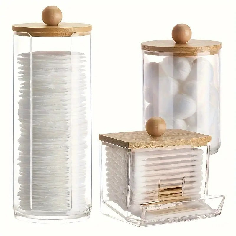 Luxury Cotton Pad & Floss Organizer Set with Elegant Stackable Lids