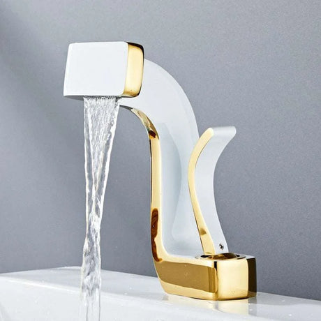 Eco-Friendly Gold and White Single Handle Faucet Eco-Friendly Gold and White Single Handle Faucet 3256803463198313-chrome bathroom accessories 120