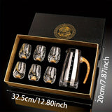 Luxury Crystal Whiskey Glass Set with Golden Foil - 6 Glasses & Decanter