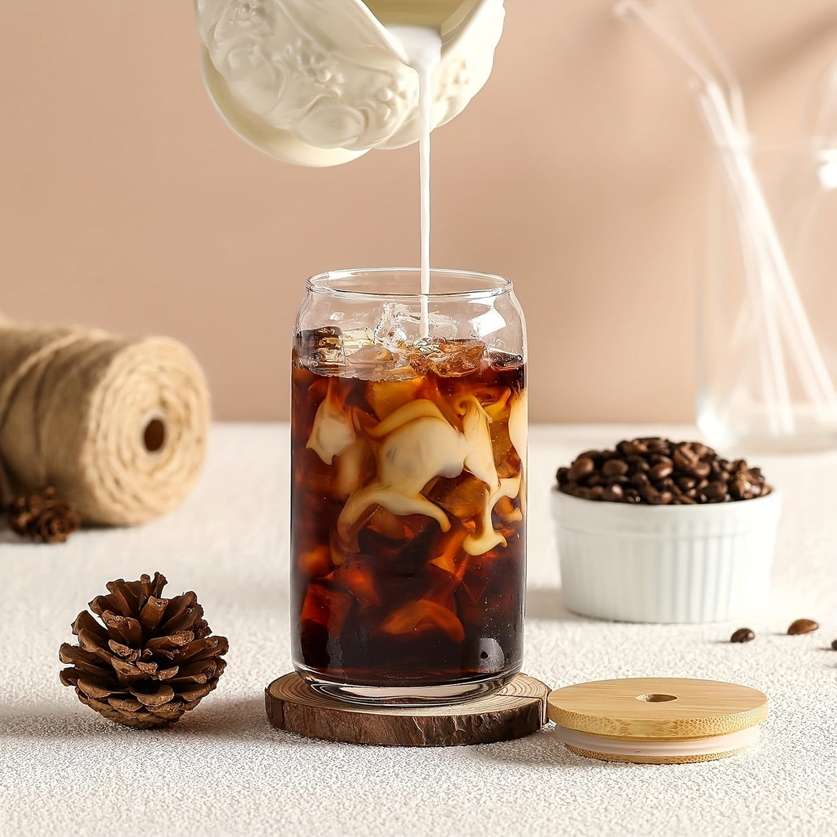 Elegant 6-Piece Glass Set with Lids and Straws for Juice, Tea, and Milk Julia M LifeStyles