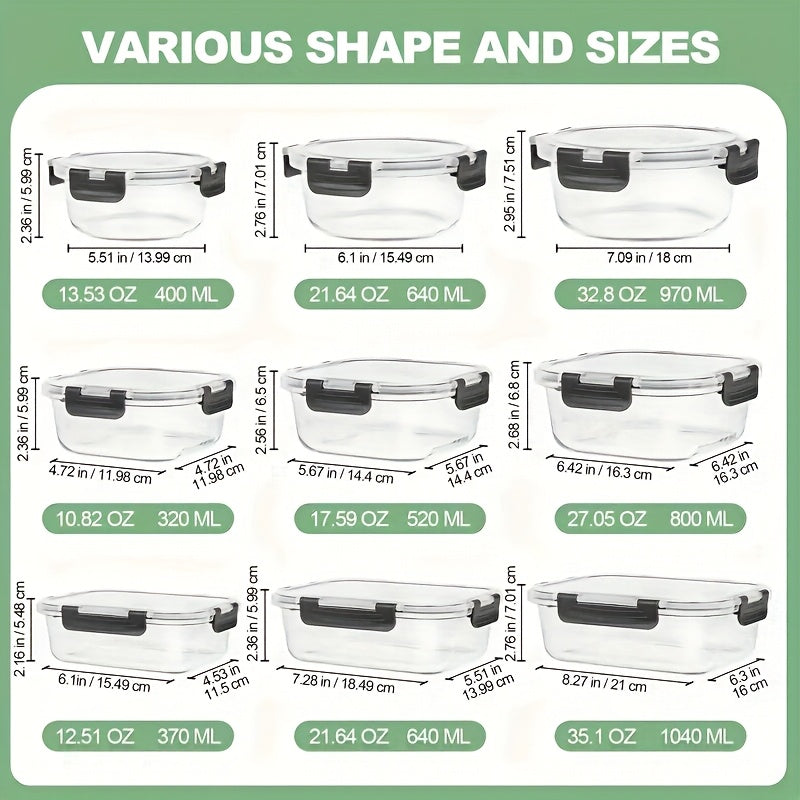 12pcs Glass Food Storage Containers with Leak-Proof Airtight Snap-Lock Lids - Microwave, Oven, Freezer & Dishwasher Safe Square Meal Prep Containers for Lunch, Pantry & Leftovers - Reusable Space-Saving Kitchen Organizers, Ki - Julia M LifeStyles