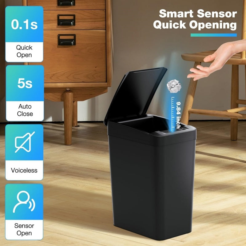 12L Touchless Smart Sensor Trash Bin – Sleek Odorless Bathroom & Kitchen Waste Solution