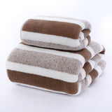 Wide Stripe Dark Stripe Coral Velvet Printing Towels Suit