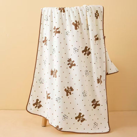 Wide Stripe Dark Stripe Coral Velvet Printing Towels Suit