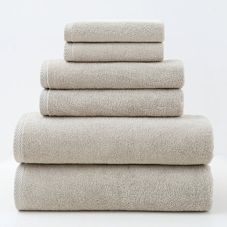 Solid Color Simple Towels 6-piece Cotton Suit