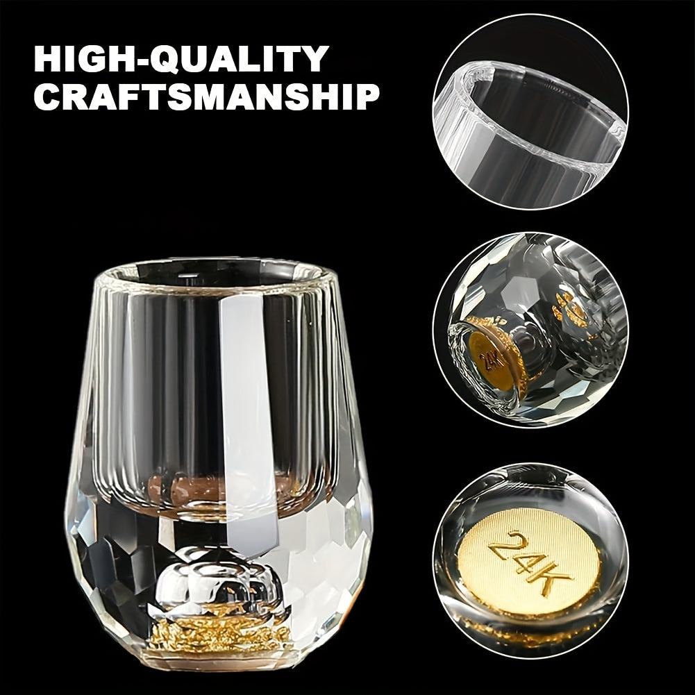 Luxury Crystal Whiskey Glass Set with Golden Foil - 6 Glasses & Decanter