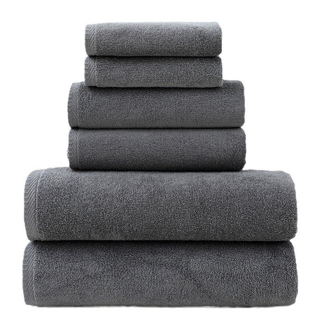 Solid Color Simple Towels 6-piece Cotton Suit