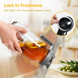 [Lead-Free Glass Bottles] 3pcs 64oz Thick Lead-Free Glass Cold Brew Water Bottles | Airtight Leak-Proof Lids, Measurement Markings & Handle - Mason Jar for Iced Coffee, Tea, Family Gatherings, Refrigerator Storage (Black/Gray - Julia M LifeStyles