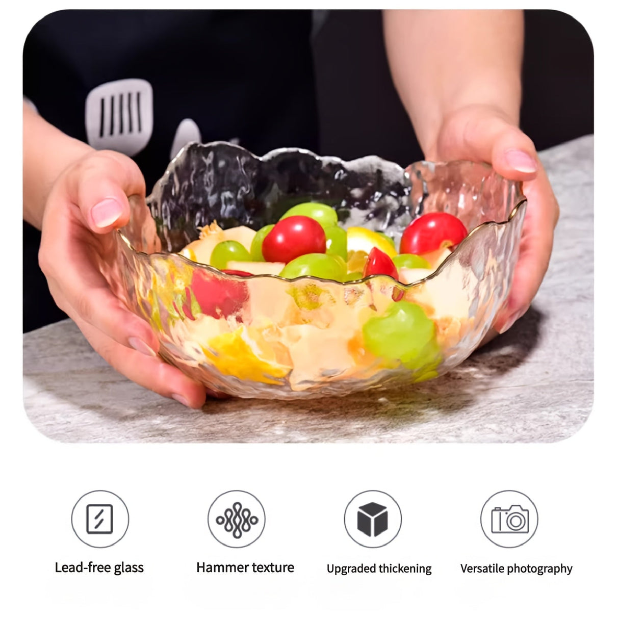 [Glass Mixing Bowls] Glass Mixing Bowls, Glass Serving Bowls, Clear Glass Bowls, Salad Bowl Set, Large Medium SmallThree-piece Glass Bowl Set, Glass Tableware, for Cereals, Desserts, Fruits, Oatmeal, Ice Cream, for Home Kitch Julia M LifeStyles