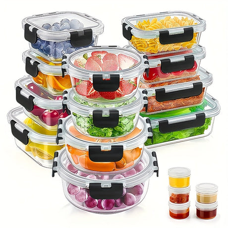24pcs (12 Containers 12 Lids) Glass Food Storage Containers with Lids, Meal Prep, Pantry Kitchen Lunch Storage Containers, Leak Proof, Sealed Glass Lunch Box for Microwave, Oven, Fridge And Dishwasher Julia M LifeStyles
