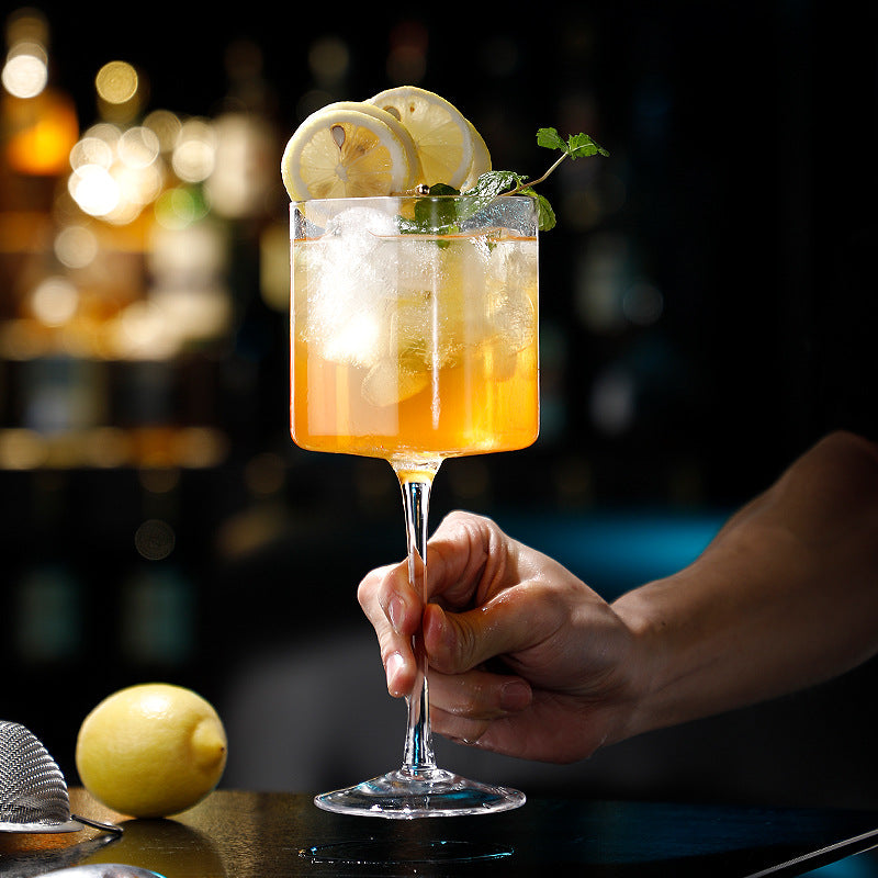 Creative Square Tall Nordic Glass – 390ml Elegant Cocktail Cup