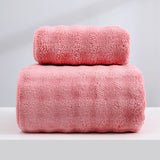 Wide Stripe Dark Stripe Coral Velvet Printing Towels Suit