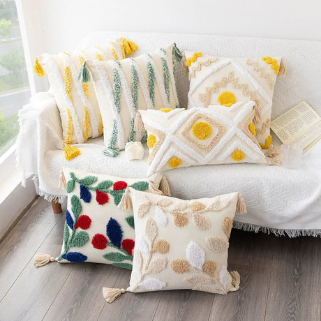 Floral Tufted Cushion Cover Multi-color Decorative Pillow Covers - Julia M LifeStyles