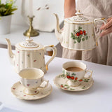 Elegant White & Gold Bone China Teapot and Mug Set for 3 - Julia M LifeStyles