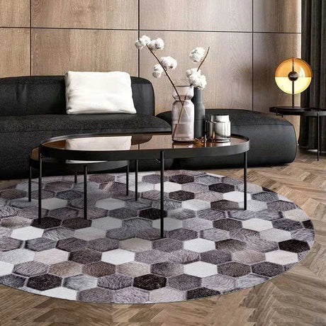 Geometric Pattern Round Carpet - Anti-Slip & Machine Washable Geometric Pattern Round Carpet - Anti-Slip & Machine Washable 3256804268265739-A-diameter 80cm decor 42