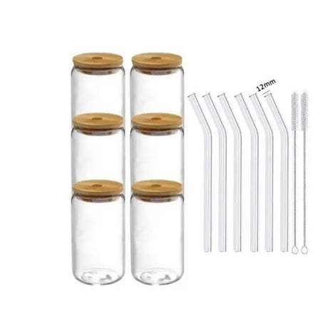 Julia M LifeStyles Glass Bubble Tea Cup Set - 4 Stylish Cups with Lids & Straws - Julia M LifeStyles