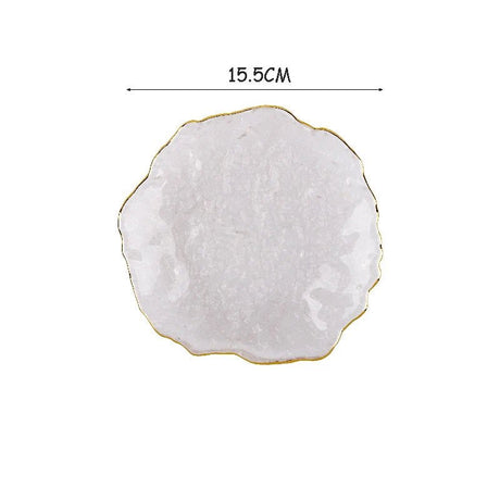 Glass Cutlery Salad Bowl Dinner Plate Soup Bowl Golden Edge Flat Plate Dinnerware Transparent Food Tray Glass Tableware 1pcs - Julia M LifeStyles