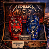 Metallica 45 Years of Fury Commemorative Glass, Vintage Heavy Metal Band Beer Mug, 3D Relief Blue Drinking Glass Rock Music