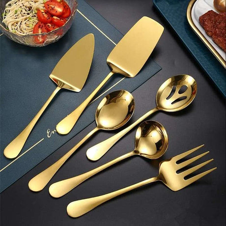Gold Stainless Steel Western Tableware Set Gold Stainless Steel Western Tableware Set 3256803351331298-CN-Silver Shovel 1 flatware sets 24