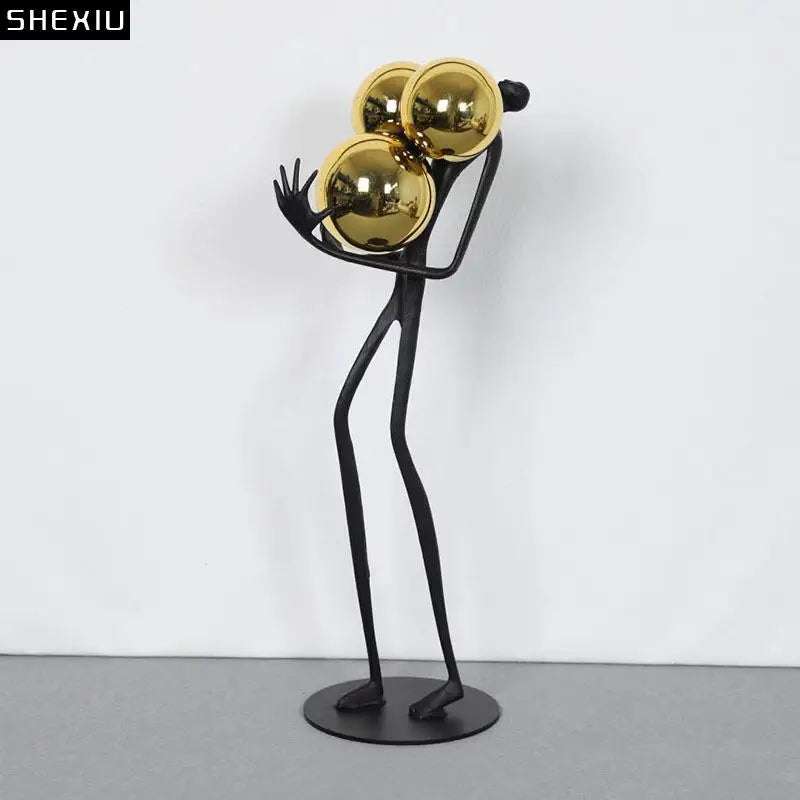 Golden Ball Matchstick Men Sculpture - Julia M LifeStyles