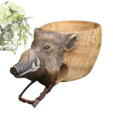 Hand Carved Wooden Mug Animal Wooden Cup Camping Wood Drinking Cup For Hiking Mountaineering Picnic Christmas Birthday New Year - Julia M LifeStyles